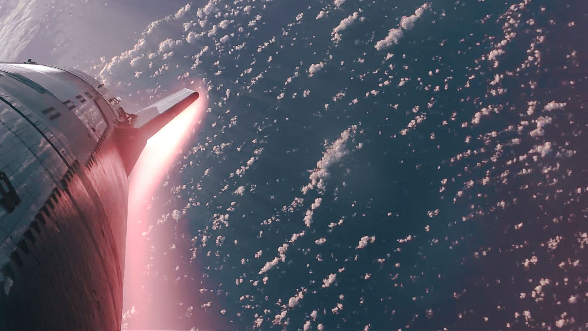 SpaceX onboard still from Starship Flight 3 (Ship 28) during atmospheric return