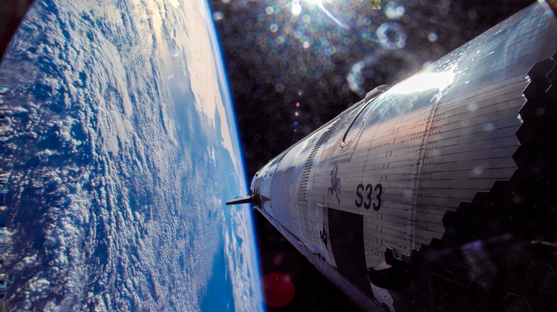 SpaceX onboard view from Ship 33 during Starship Flight 7